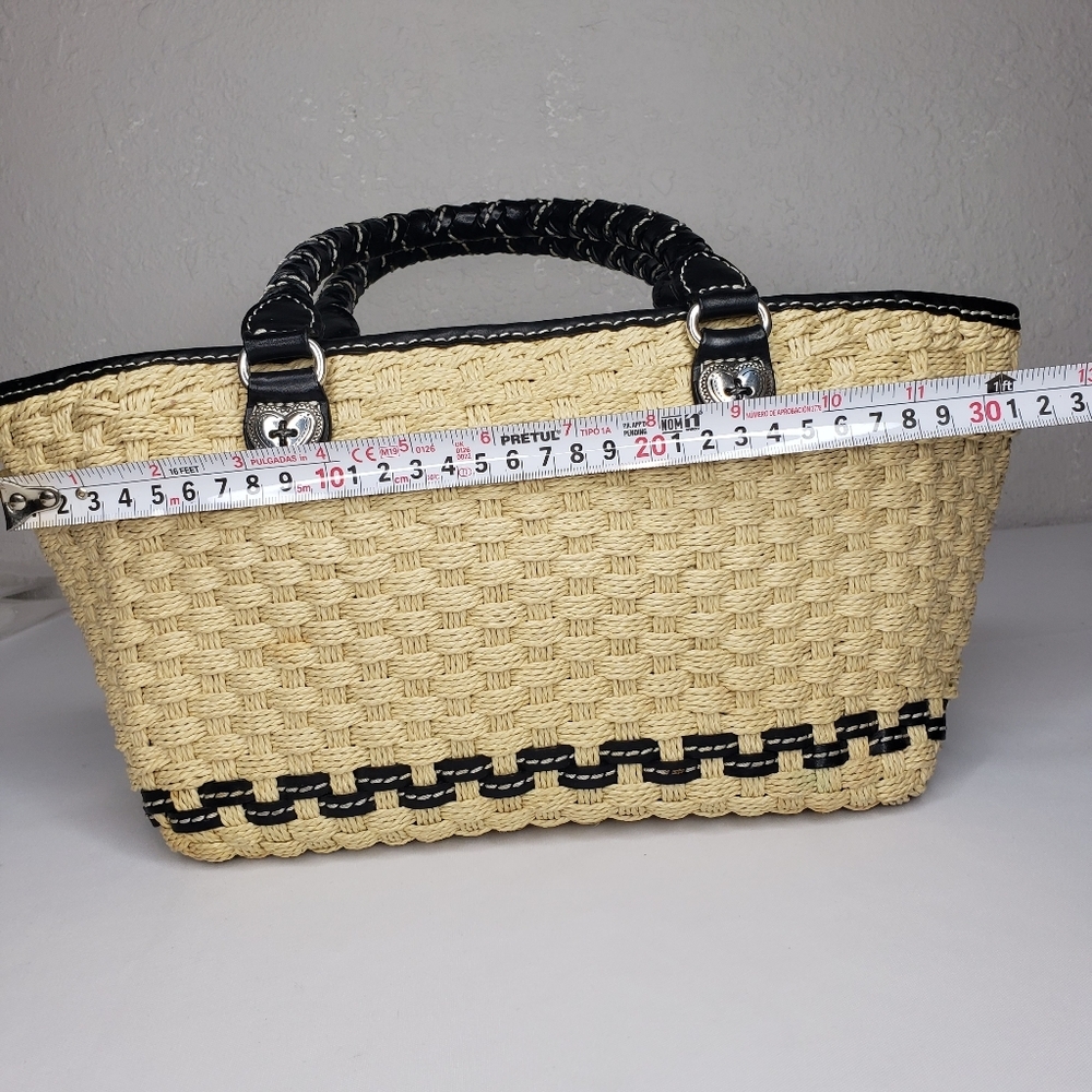 Brighton Black Tan Woven Tote - Picture 11 of 14